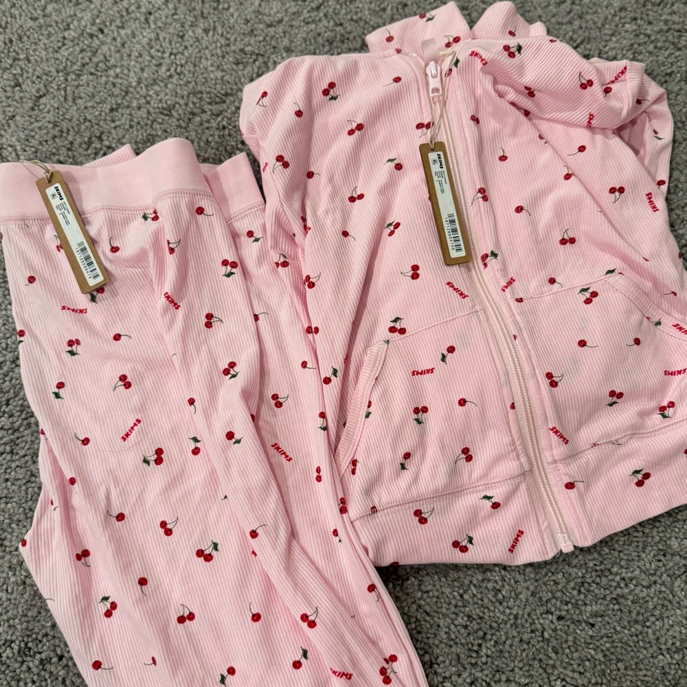 SKIMS Pink Cherry Soft Lounge Set
